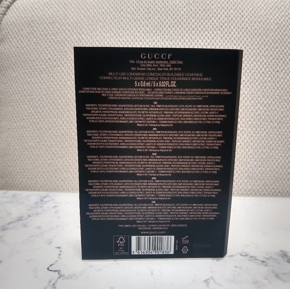 Gucci Multi Use Longwear Concealer Buildable Coverage 16C, 28C, 32W, 42W, 53N